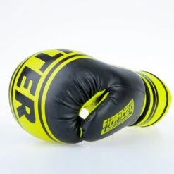Fighter Boxing Gloves Basic Stripe - Neon Yellow/black -Fighters Europe Shop 1376APU BN09
