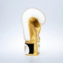Fighter Boxing Gloves Basic Stripe - White/gold -Fighters Europe Shop 1376APU WG07