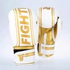 Fighter Boxing Gloves Basic Stripe - White/gold -Fighters Europe Shop 1376APU WG09