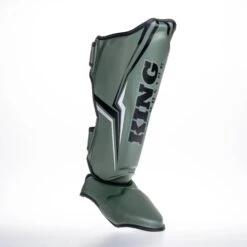 King Pro Boxing Shin Guards THOR - Khaki/silver -Fighters Europe Shop KBPSGL THOR GR03