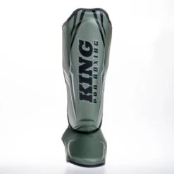 King Pro Boxing Shin Guards THOR - Khaki/silver -Fighters Europe Shop KBPSGL THOR GR04