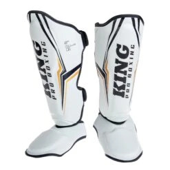 King Pro Boxing Shin Guards THOR - White/gold