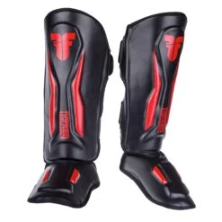 Fighter Shinguards Thai Ergo - Black/red, FSG-004BR