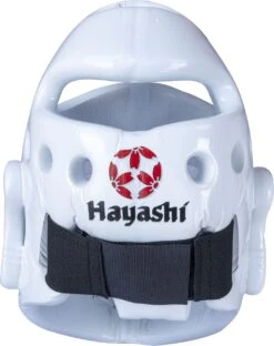 Hayashi Headguard WKF With Mask - White -Fighters Europe Shop hayashi head guard with mask white rear b 246